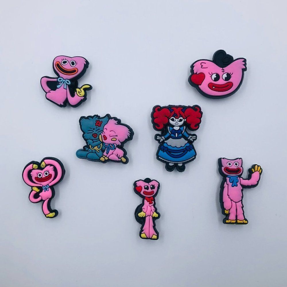 7pc Kissy Missy Shoe Charms Pink Accessories Fits Crocs Wristband